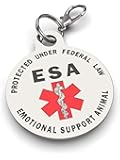 Double Sided Small Breed Emotional Support Animal (ESA) Red Medical Alert Symbol and Protected by Federal Law .999 inch ID Tag. Easily Switch Between Collars Harness and Vest.