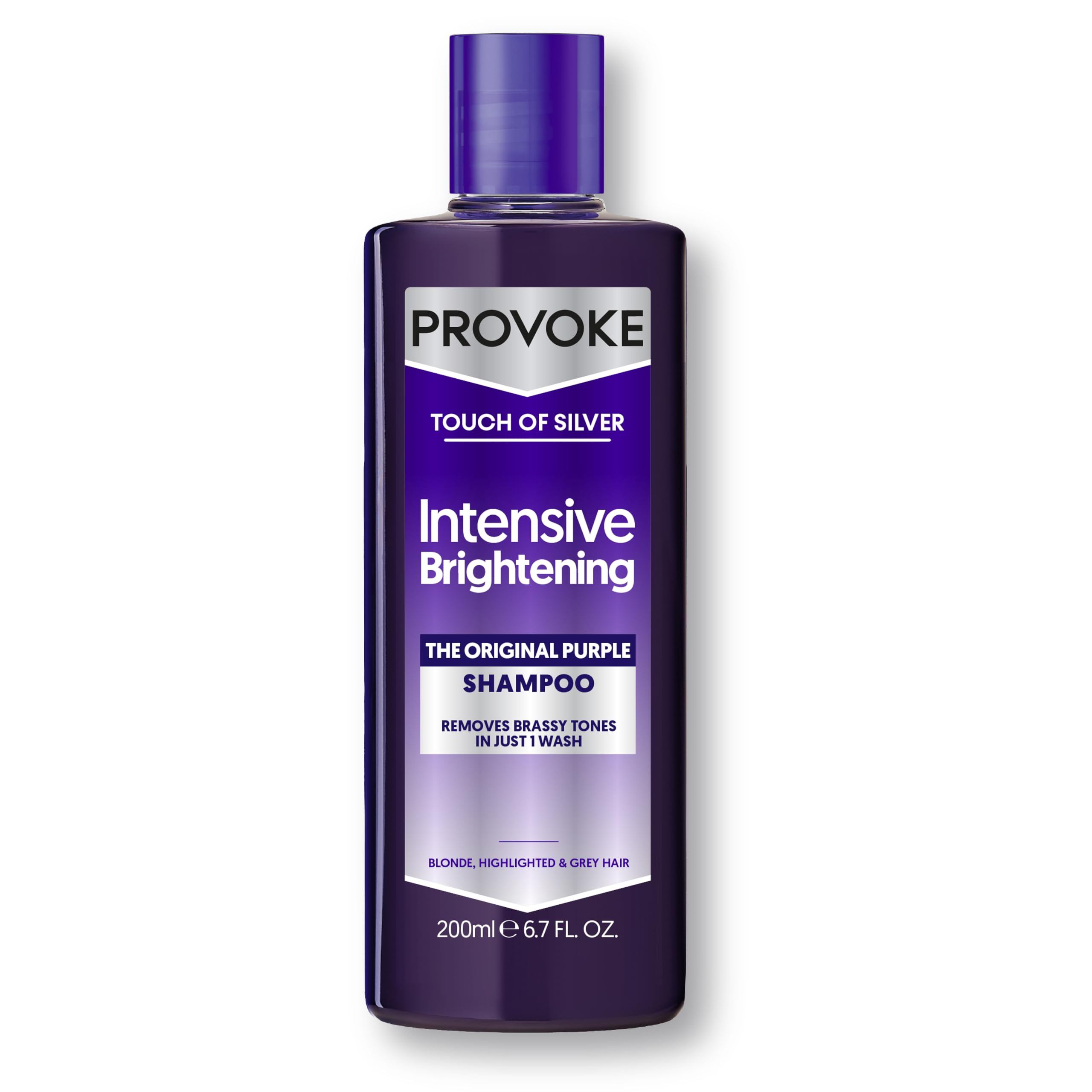 PROVOKE Touch Of Silver Brightening Purple Shampoo 200 ml, Neutralises Yellow and Orange tones, Formulated with Violet and Blue Pigments — image 1