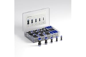 DMTVAL Union Straight Push-to-Connect Fittings Kit, OD 1/2, 5/32, 3/8, 5/16, 1/4", 12 Pcs per Size, Total 60 Pcs, for Pneumatic Air Tubing Systems