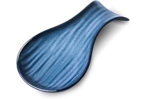 Hasense Porcelain Spoon Holder for Kitchen Counter and Stove Top, Spoon Rests for Ladle Spatula and Tong, Large Cooking Utensil Rest for Home Kitchen and Coffee Bar Decoration(Blue)