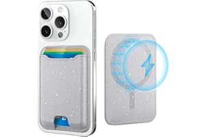 TopMade for Magsafe Wallet, Sparkle Magnetic Card Holder for iPhone 17, iPhone 16/15/14/13/12 Series, Leather Magnetic Phone Wallet with Powerful Magnet, RFID Blocking, Fit 4 Cards, Glitter Gray