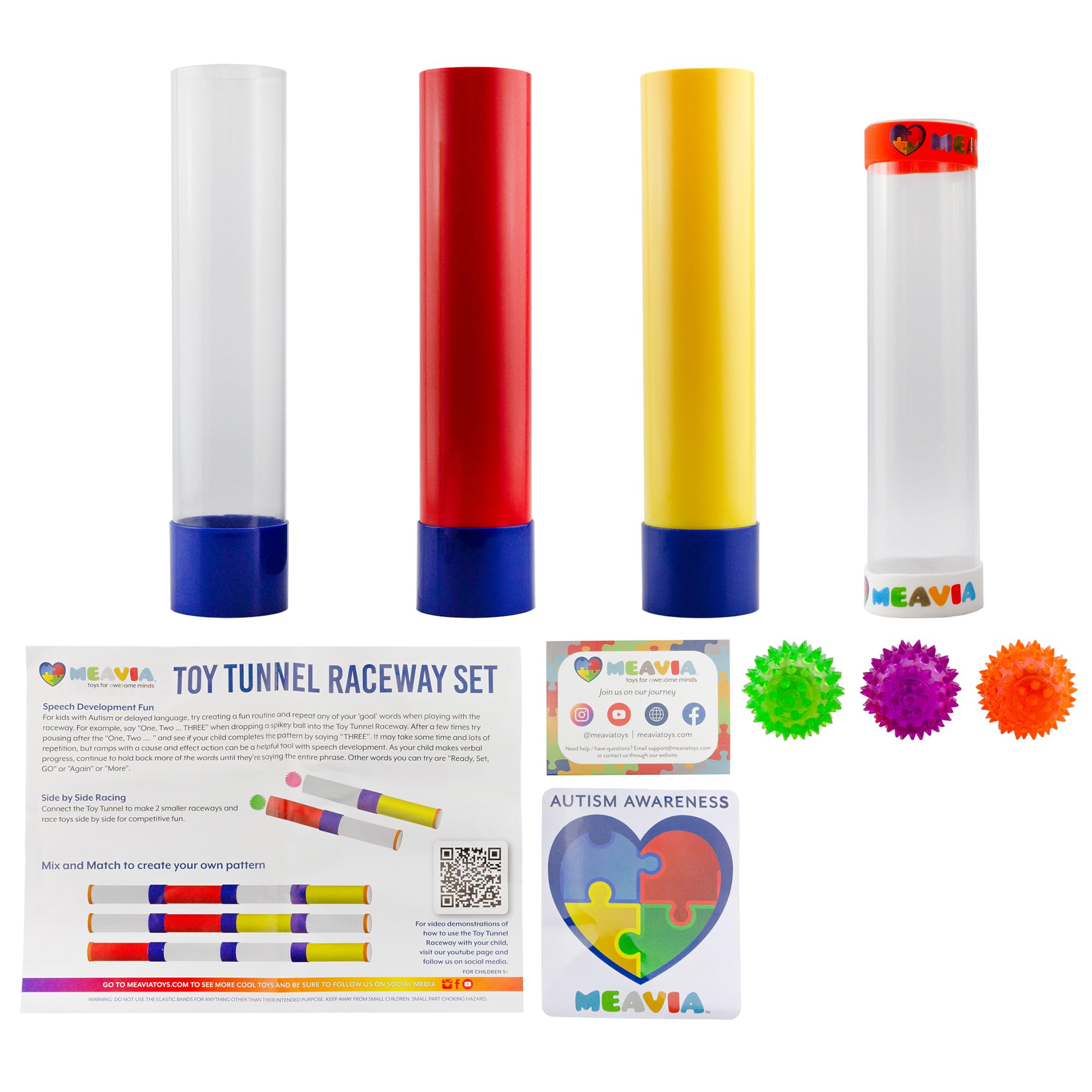 Toy Tunnel Ball Drop Race Track Set (7-Piece Set); Toy Car/Ball Ramp Play Set STEM Toy