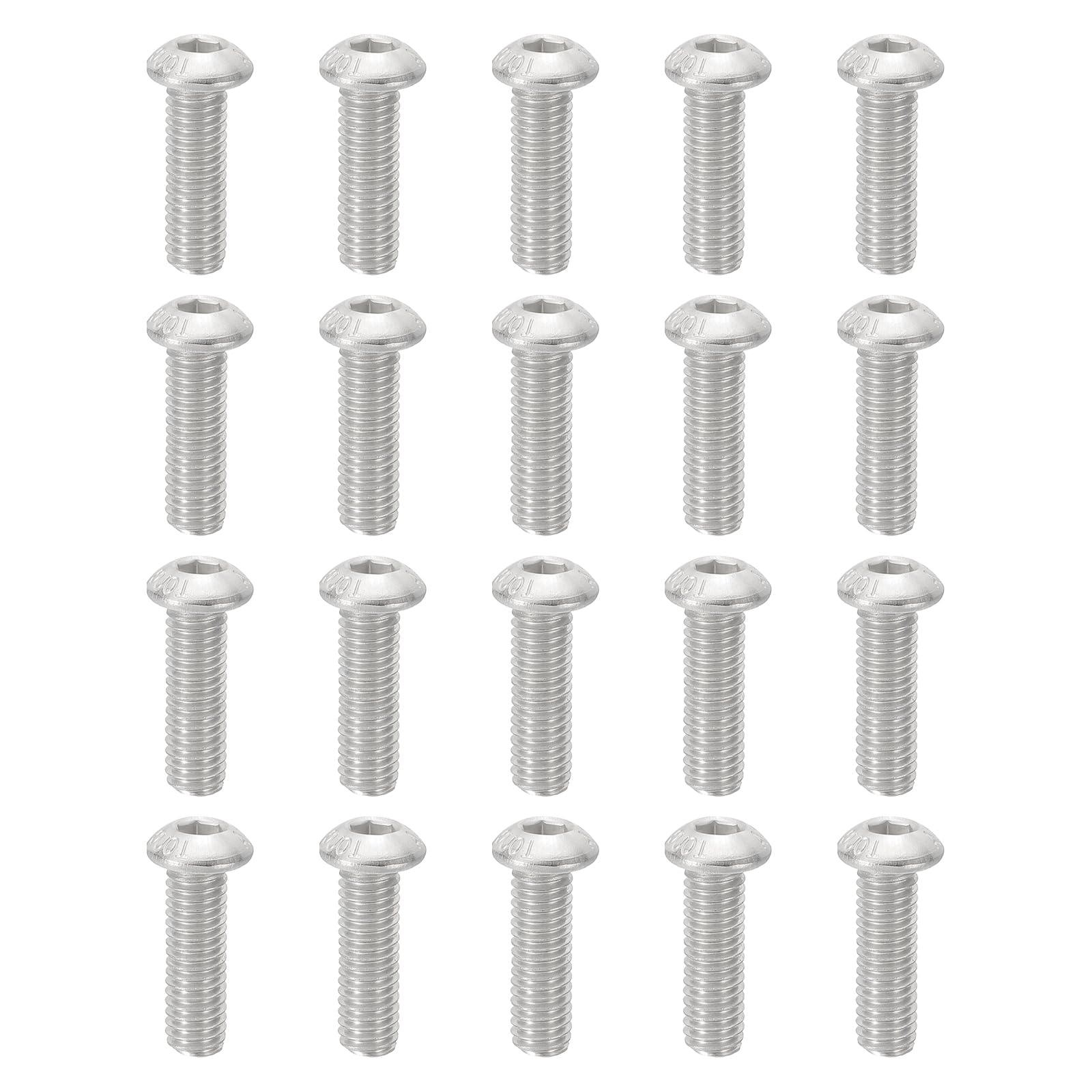 PATIKIL M6-1x18mm Button Head Socket Cap Screws, 20 Pcs 304 Stainless Steel 18-8 Hex Socket Cap Screw Bolts Allen Hex Drive Full Machine Thread