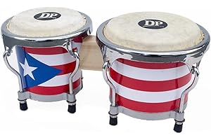 DP Music Mini Bongo Puerto Rico Flag - Percussion Instrument Tunable Drum Set DP-11145PRF 0