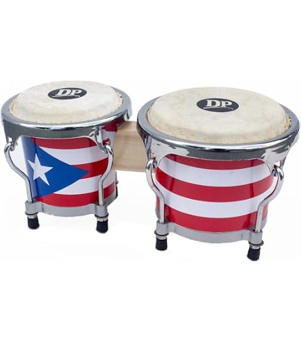 Bongos Lp LP Latin Percussion Puerto Rican Flag Wood Bongo LPM199-PR Mini Bongo Hand Drum