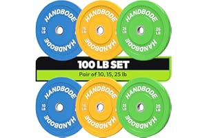 Handbode Colored Bumper Weight Plates Olympic Weight Plate Set 2-Inch, 10/15/20/25/35/45/55 lb Barbell Weight Plates Set for Home Gym, Rubber Strength Training Weights Plates for Weight Lifting