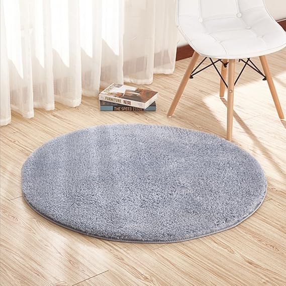 CAMAL Teppiche, Round Samt Yoga Teppich Dekorative Wohnzimmer Schlafzimmer und Badezimmer (80cm, Grau)