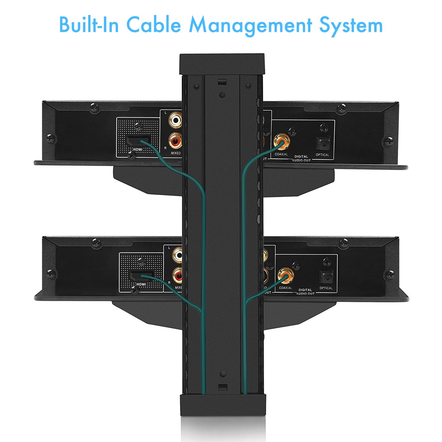PERLESMITH AV Shelf - Double Floating Wall Mounted Shelf - Holds up to 16.5lbs - DVD DVR Component Shelf with Strengthened Tempered Glass - Perfect for PS4, Xbox One, Xbox 360, TV box and Cable Box