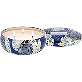 Voluspa Mediterranean Lemon Candle Tin, 12 oz, Coconut Wax Blend, 3 Wick Candle Tin, Scented Candles for Home, 40 Hour Burn Time, Poured in The USA