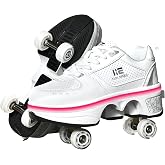 2-in-1 Roller Skates &amp; Sneakers Unisex Retractable Wheels Outdoor Fun &amp; Fitness Kick Roller Shoes