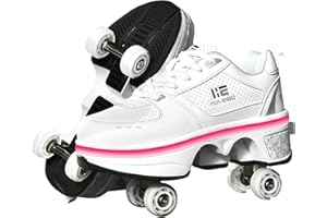 KOFUBOKE 2-in-1 Roller Skates & Sneakers Unisex Retractable Wheels Outdoor Fun & Fitness Kick Roller Shoes