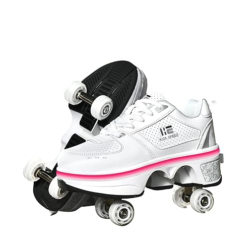 2-in-1 Roller Skates Sneakers Unisex Retractable Wheels Outdoor