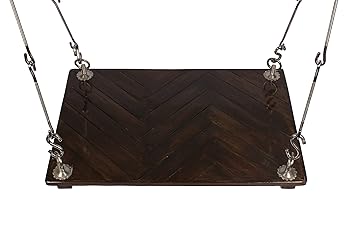 Riyo Moda Indoor Outdoor Teak Wood Hanging Swing Set/Jhula in Herringbone Pattern with Polyurethane Coating for Home Balcony and Garden (Upto 110kgs of Human Weight)