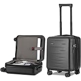CENSIEN Expandable 16 Inch Underseat Carry On Luggage Airline Approved | Lightweight ABS+PC Hard Shell Suitcase,360&deg; Spinner Wheels,TSA Lock,YKK Zipper,Short Trips Bags for Business Weekender,Black
