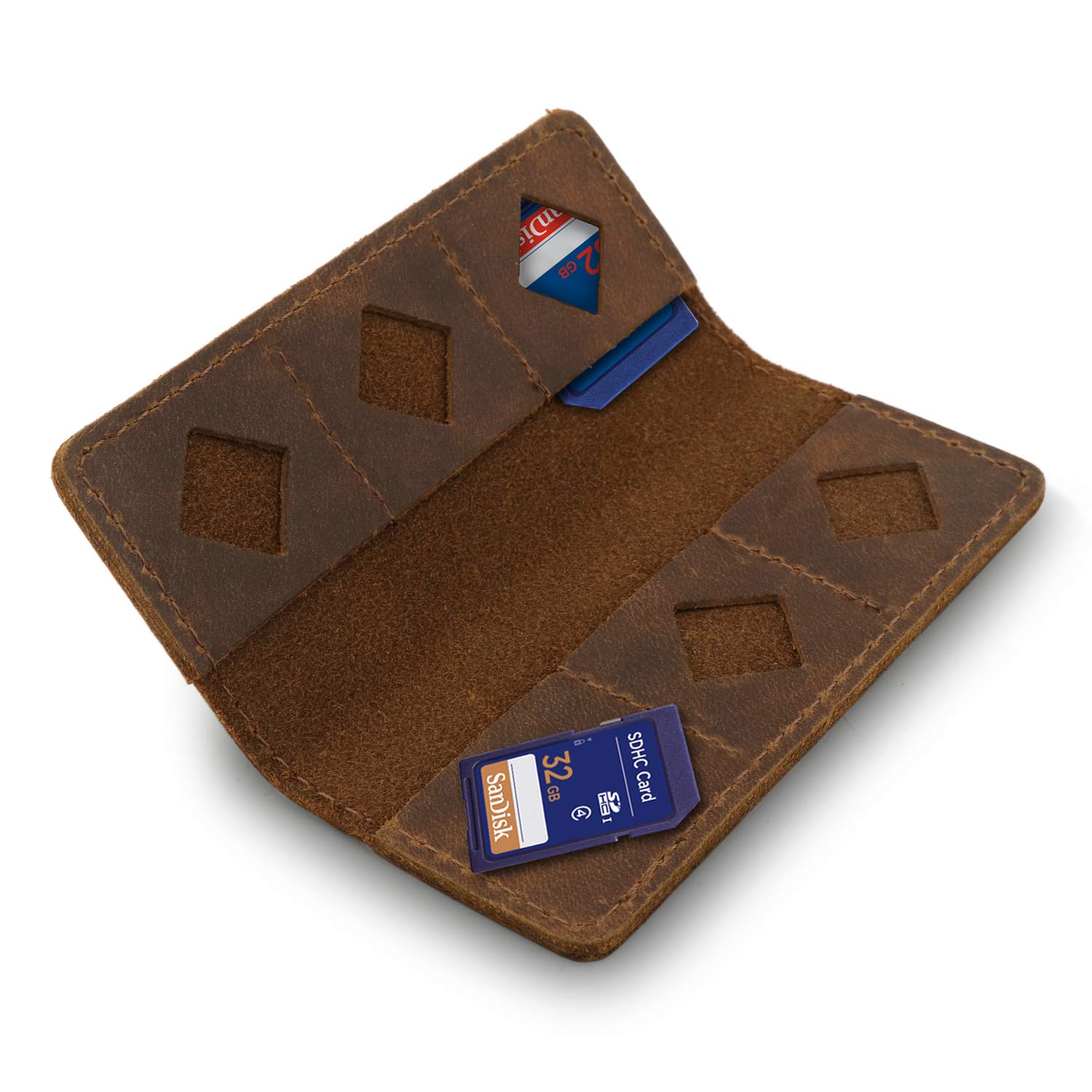 MegaGear MG1711 Leather SD Card Holder - Brown, 10.0 cm*4.5 cm*2.0 cm