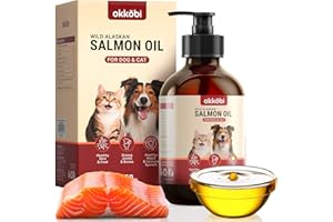 Wild Alaskan Salmon Oil for Dogs & Cats - Pure Fish Oil for Dogs with Omega 3, EPA & DHA Supplements for Skin & Coat, Heart &