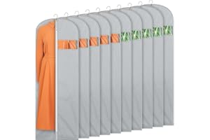 SHENEHSMP 10 Pack Dress Bags for Gowns Long, 60'' Garment Bags for Hanging Clothes with Clear Window, Dress Garment Bag