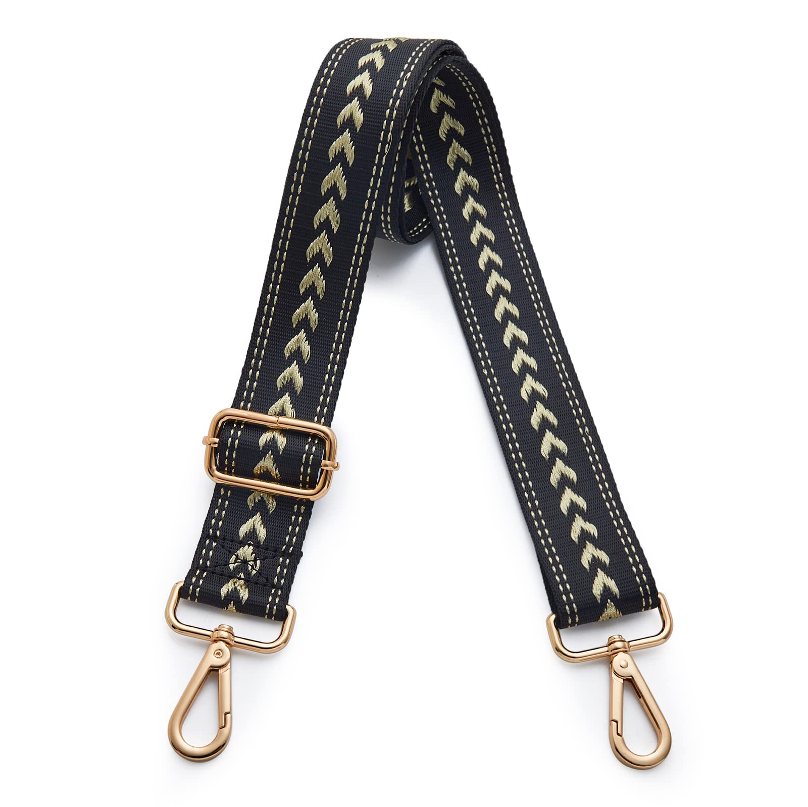 Kolti Purse Strap Replacement Crossbody Handbag Stripe Wide Adjustable, Gold Buckle-04