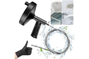 LAUNARY Drain Snake Auger 33 Feet, Plumbing Snake Drain Hair Clog Removal Tool, Heavy Duty Toilet Snake Auger, Sink Unclogger Drain Cleaner Tool for Bathroom Kitchen Tub Shower Drain Clog Remover With Gloves