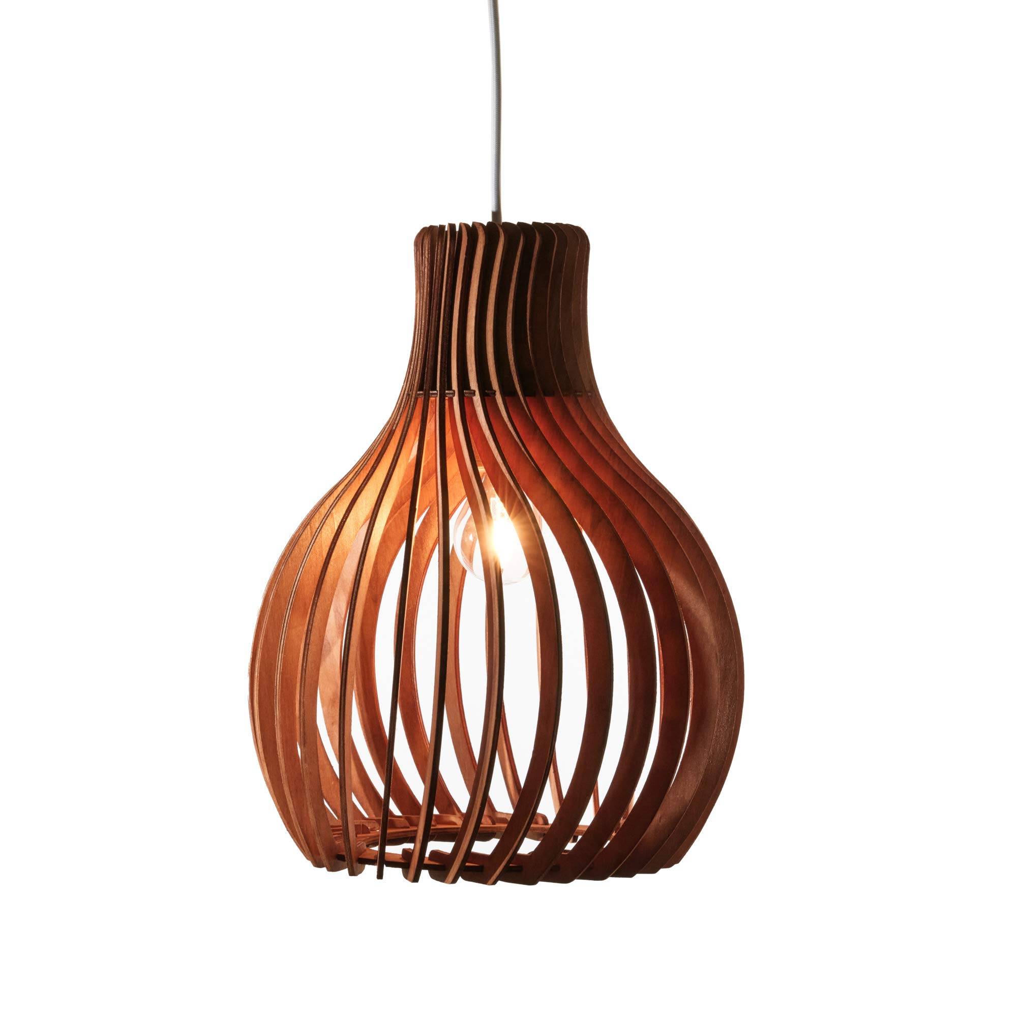 Opis PL2 - Brown Wood Pendant lamp (Ø28cm) Made Out of Elegant, Curved Parts