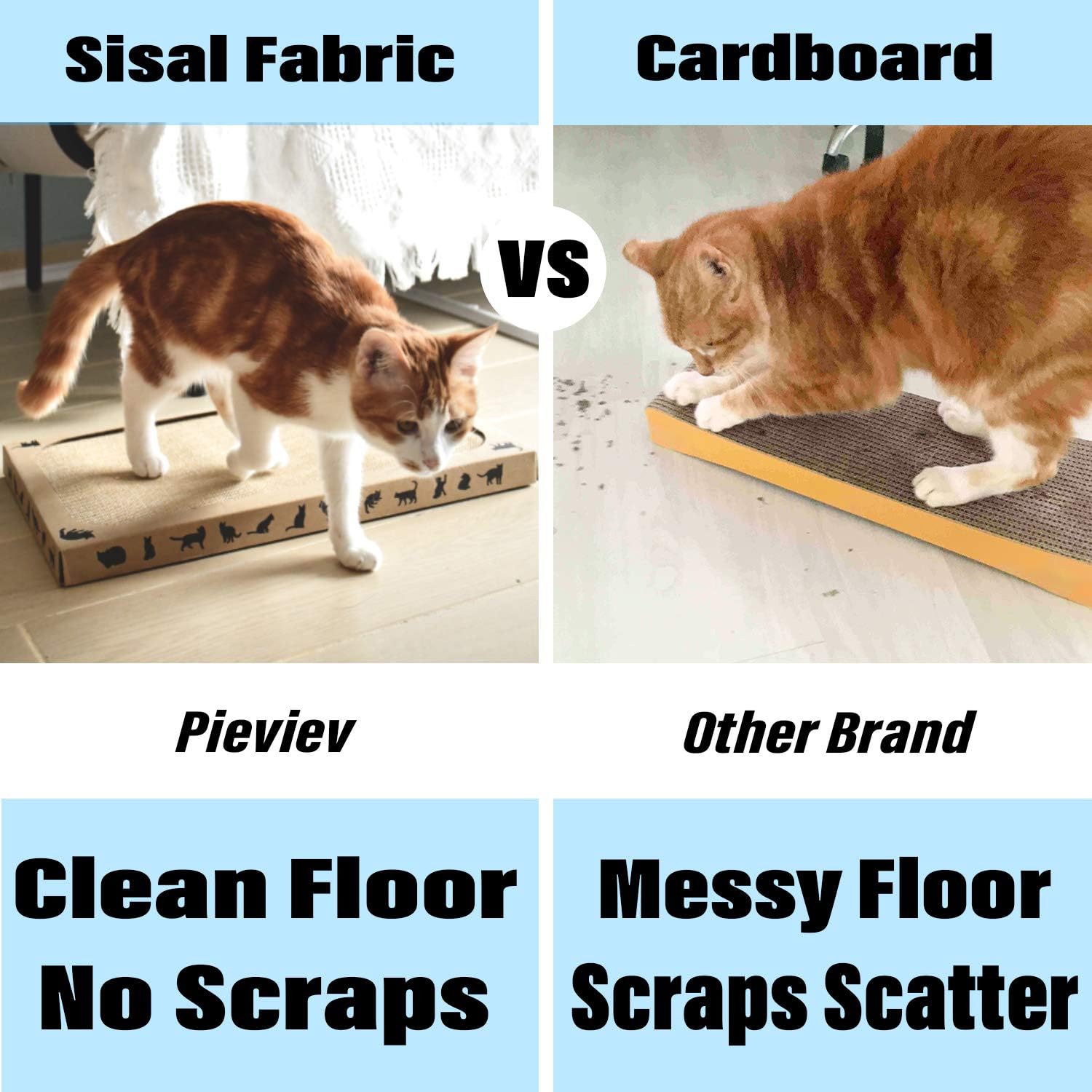 Pieviev Premium Cat Scratcher Cat Toys Sisal Cat Scratching Pad Extra Large No More Torn Cardborad Scattering Anti-Slip Backing & Catnip (1-Pack) : Pet Supplies
