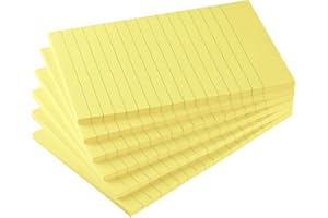 Early Buy 6 Pads Lined Sticky Notes with Lines 4x6 Self-Stick Notes Bright Color Sticky Notes, 45 Sheets/Pad (Yellow)