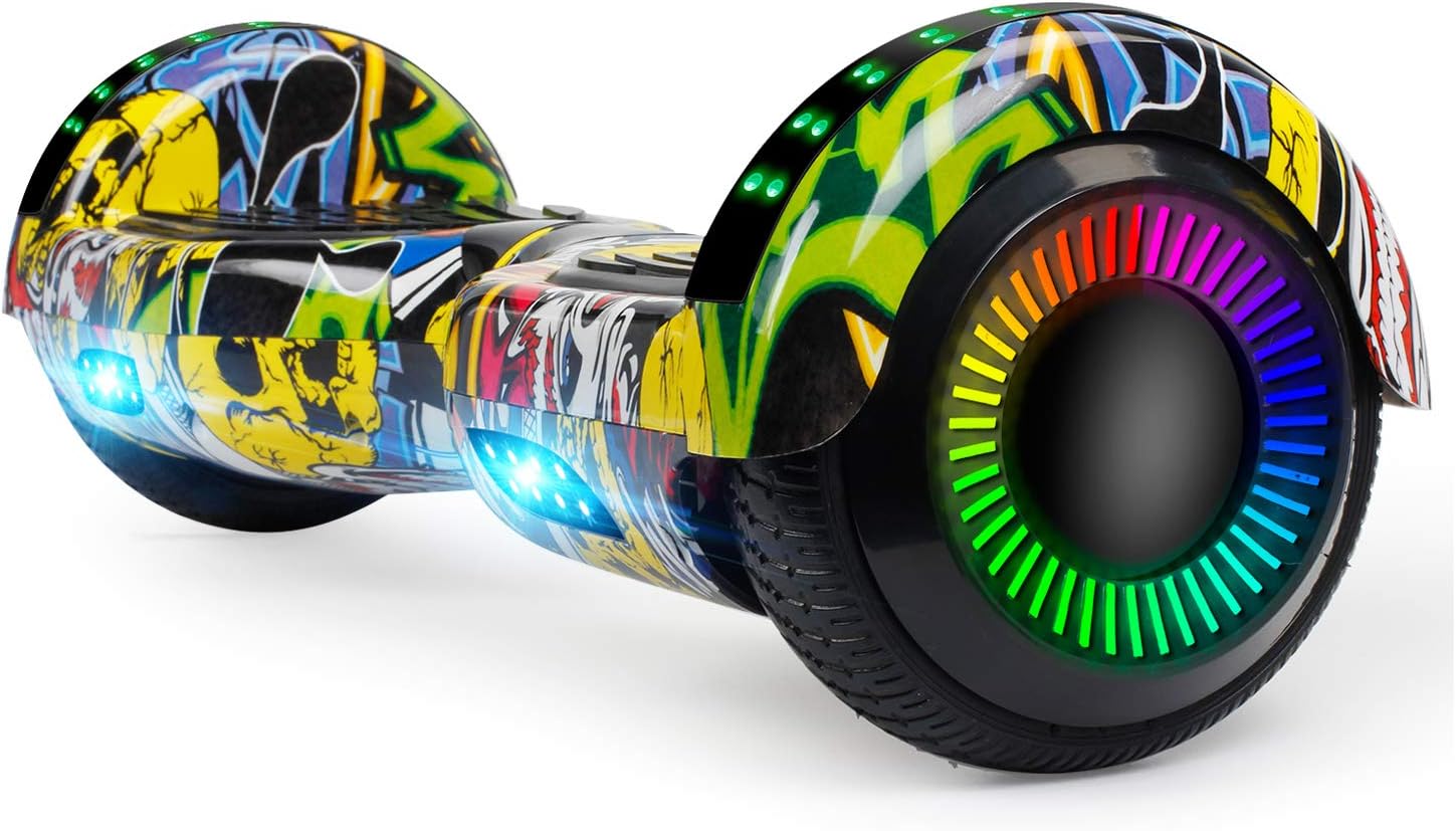 jolege6.5" Hoverboard for Kids, Infinity Wheel, Transparent Flashing LED Light Hoverboard, Self Balancing Scooter with Built-in Balance Technology