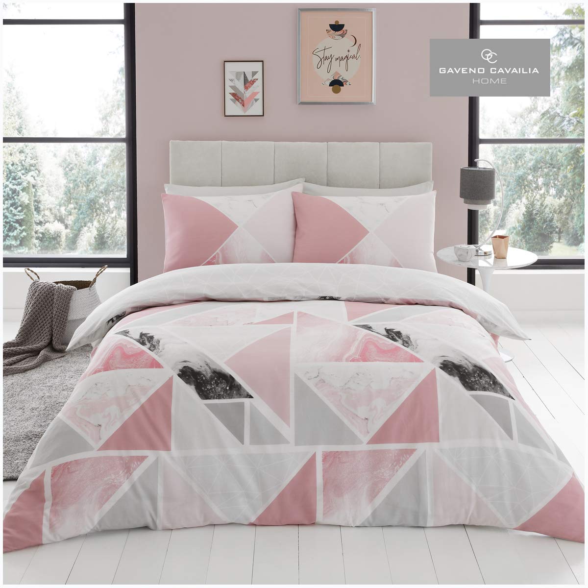 Luxurious Mila Bed Set with Duvet Cover and Pillow Cases, Polyester-Cotton, [ King - Pink ]