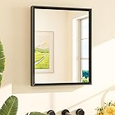 TETOTE Black Bathroom Mirror 16" x 20" Matte Black Rectangle Beveled Framed Bathroom Vanity Mirror for Over Sink, Tempered Glass, Shatterproof, Stronger Frame, Modern Farmhouse Bedroom, Entryway