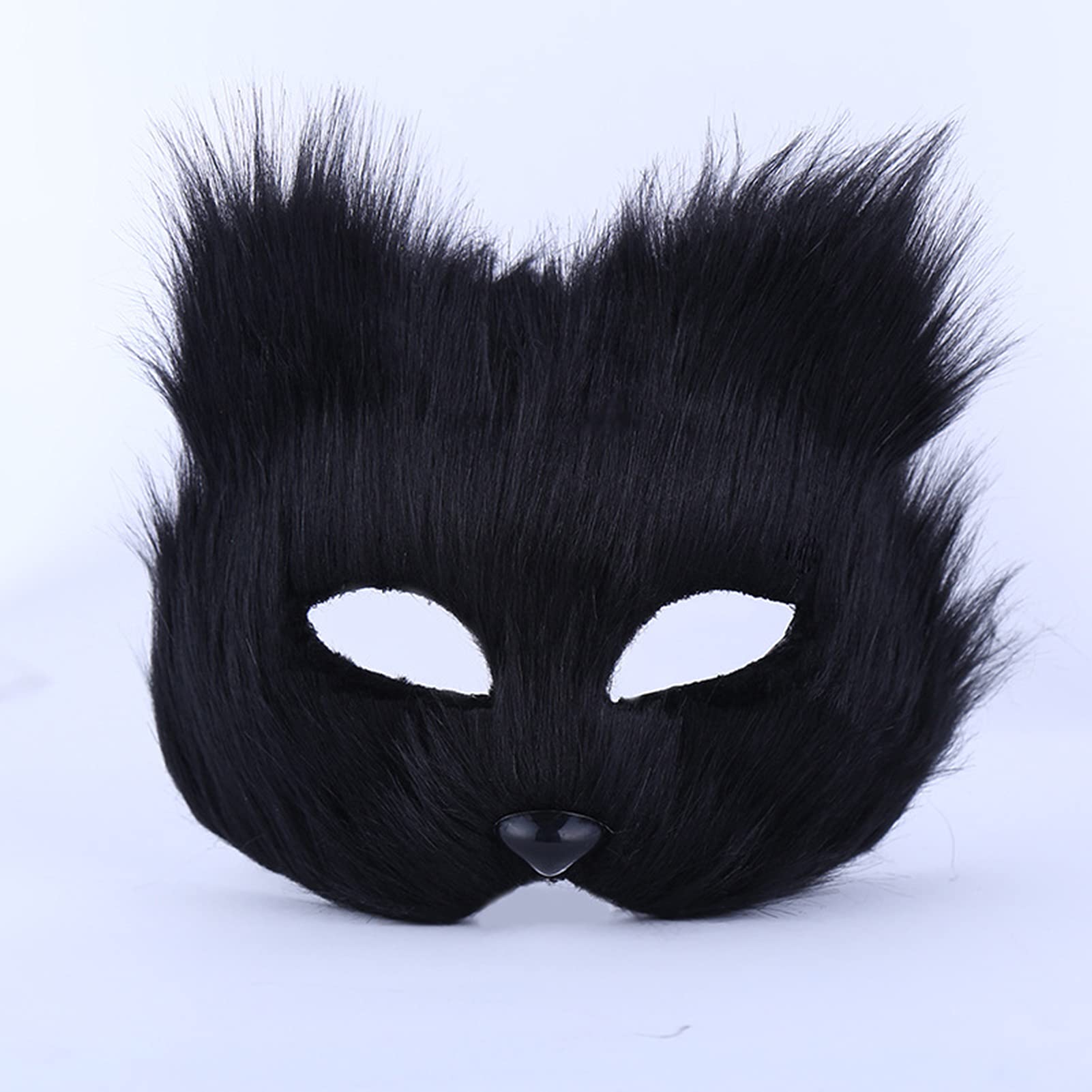 XINCHIA Furry Fox Mask Halloween Cosplay Costume Half Face Veil Eyewear Fancy Dress Eye Mask Halloween Party Makeup Prop Costume Accessory Animal Party Cat Mask for Easter Carnival Cosplay