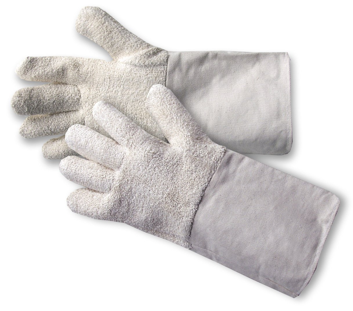 Jah T-3008 Cotton Protective Gloves 6 Pairs Terry Cloth Heavy Canvas Cuff Natural Size 10
