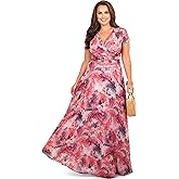 KOH KOH Womens 2026 Long Cap Sleeves Floral Print V-Neck Summer Sundress Maxi Dress