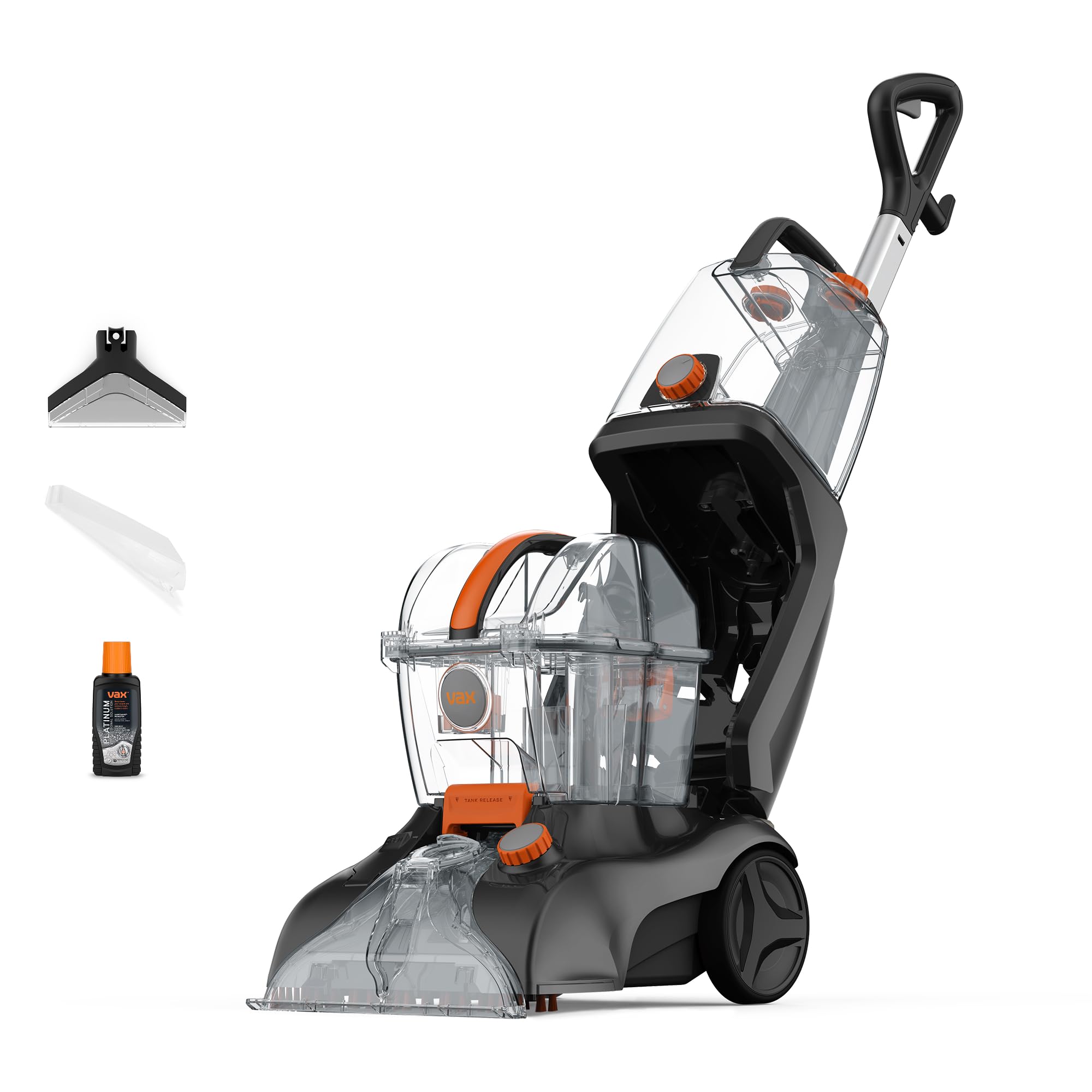Vax Rapid Power Revive Carpet Cleaner Machine, Rug, Upholstery, Car, Stair Upright Shampooer Washer, Handheld Spot Cleaning Wash Tool, Solution, 1200W, Grey/Orange, CWGRV011