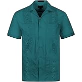 OmegaTux Cuban Guayabera Short Sleeve Shirt, Wedding Cigar Beach Bartender Casual