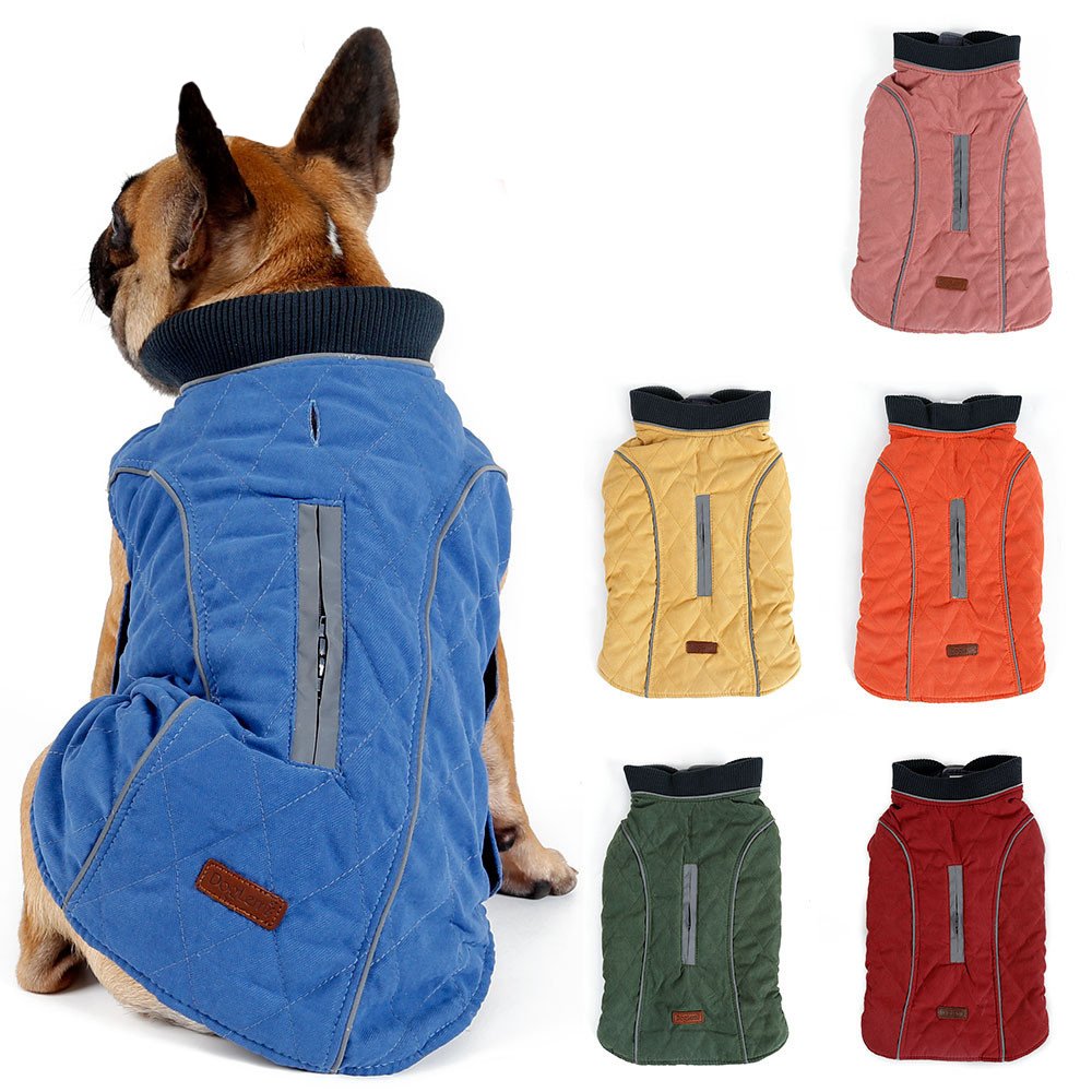 TFENG Reflective Dog Jacket, Dog Coat Warm Padded Puffer Vest Puppy Jacket with Fleece, Blue S