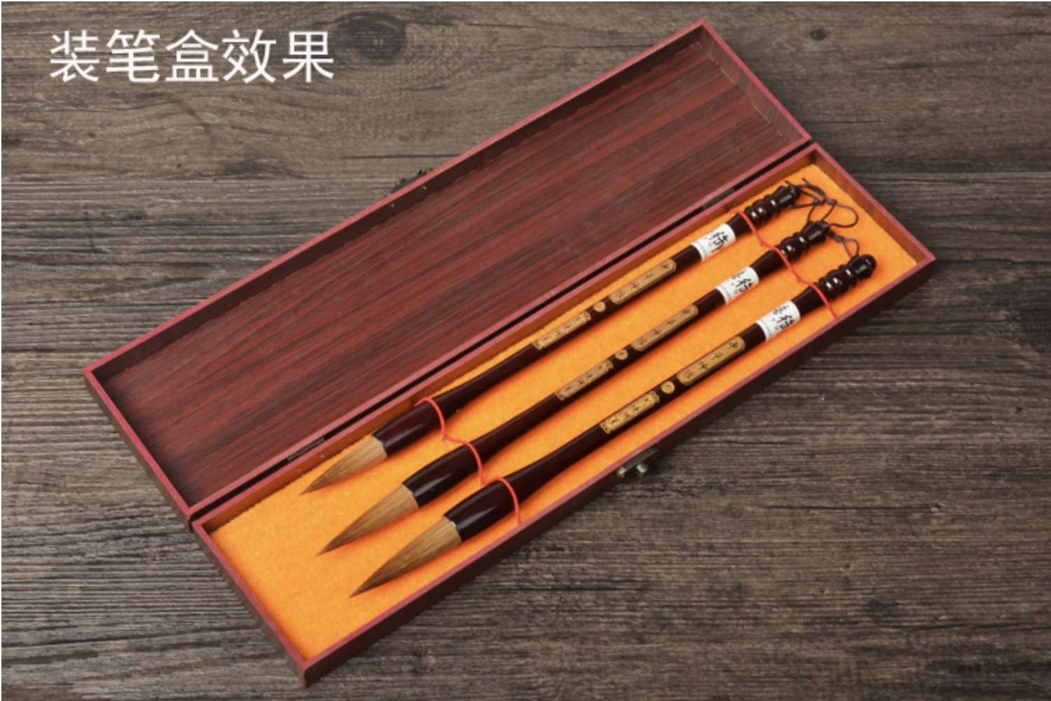 MEGREZ Shan Lian Hu Chinese Calligraphy Brush Kanji Sumi Writing Painting Drawing Brush - 3 Pieces/Set, Small, Medium, Large Size, Wolf Hair