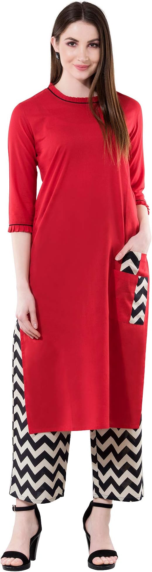 Khushal K Women's Rayon Solid Kurta With Palazzo Set