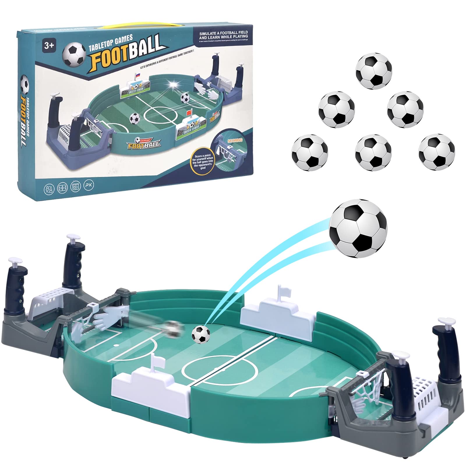 Mini Table Football Game - Football Gifts for Boys and Girls, Table Soccer Game with 6 Footballs, Parent-Child Interactive Games Board Game for Kids Adults Christmas Birthday Gifts