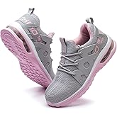 Kezhiho Steel Toe Shoes for Women Air Cushion Lightweight Work Shoes Comfortable Breathable Puncture Proof Slip Resistant Sneakers Indestructible Construction Industrial Safety Shoes