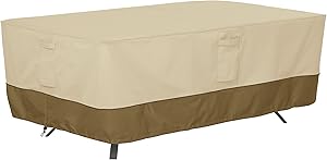 Classic Accessories 56-311-061501-EC Veranda Patio Rectangle/Oval Table Cover, XX-Large, Pebble-Earth-Bark