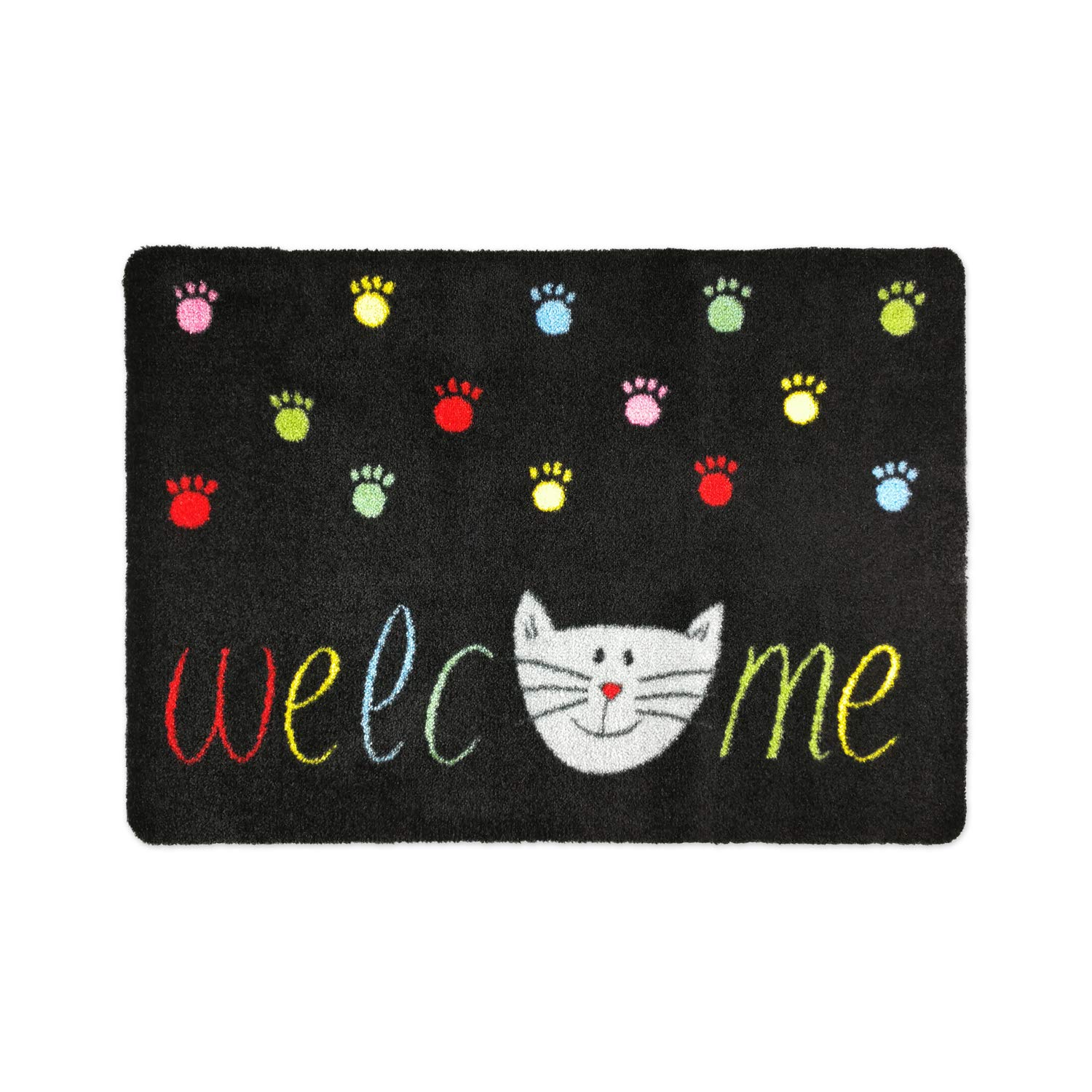 deco-mat Cat Doormat, 40 x 60 cm, Black, Non-Slip and Washable, for Indoor and Outdoor Use, Funny Design