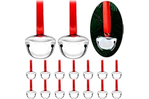 SUMIND 16 Pcs Christmas Polar Bell Bulk Believe Bell Ornament Christmas Sleigh Bell with Red Ribbon Metal Hanging Bell Mini Bells for Tree Wedding Baby Shower Home and Party (1.6 Inch)