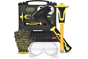 YTYLSJ 5 PCS Geology Rock Pick Equipment Kit,3lb Sledge Hammer with 12" Mason Chisel,Storage Case,Goggles,Gloves,Geology Tools for Rock Hounding,Prospecting,Stone Breaking (5 PCS Geology Tool Kit)