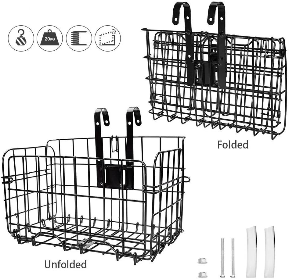 Airby Lift Off Folding Bike Basket Rust Proof Easy Installation on Front Handlebar & Rear Seat Suitable for Folding Bikes and Some Mountain Bikes