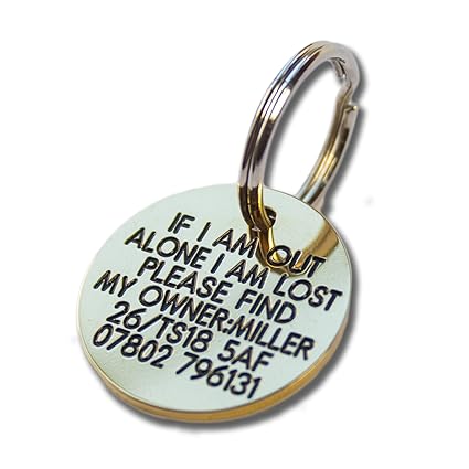 Deeply engraved solid brass 27mm circular dog tag
