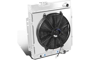 DNA MOTORING RA+FS-FM64-3 3-Row Full Aluminum Radiator with Fan Shroud Compatible with 64-66 Mustang