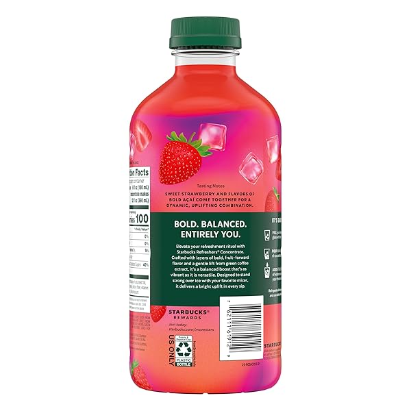 STARBUCKS REFRESHERS CONCENTRATE STRAWBERRY ACAI, REFRESHING DRINK, COLD DRINKS 32 FL OZ