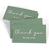 Whaline 100Pcs Mini Thank You Cards Sage Green Thank You for Your Order Cards Thank You Notes for Small Business Stores Restaurants, 2 x 3.5 Inch
