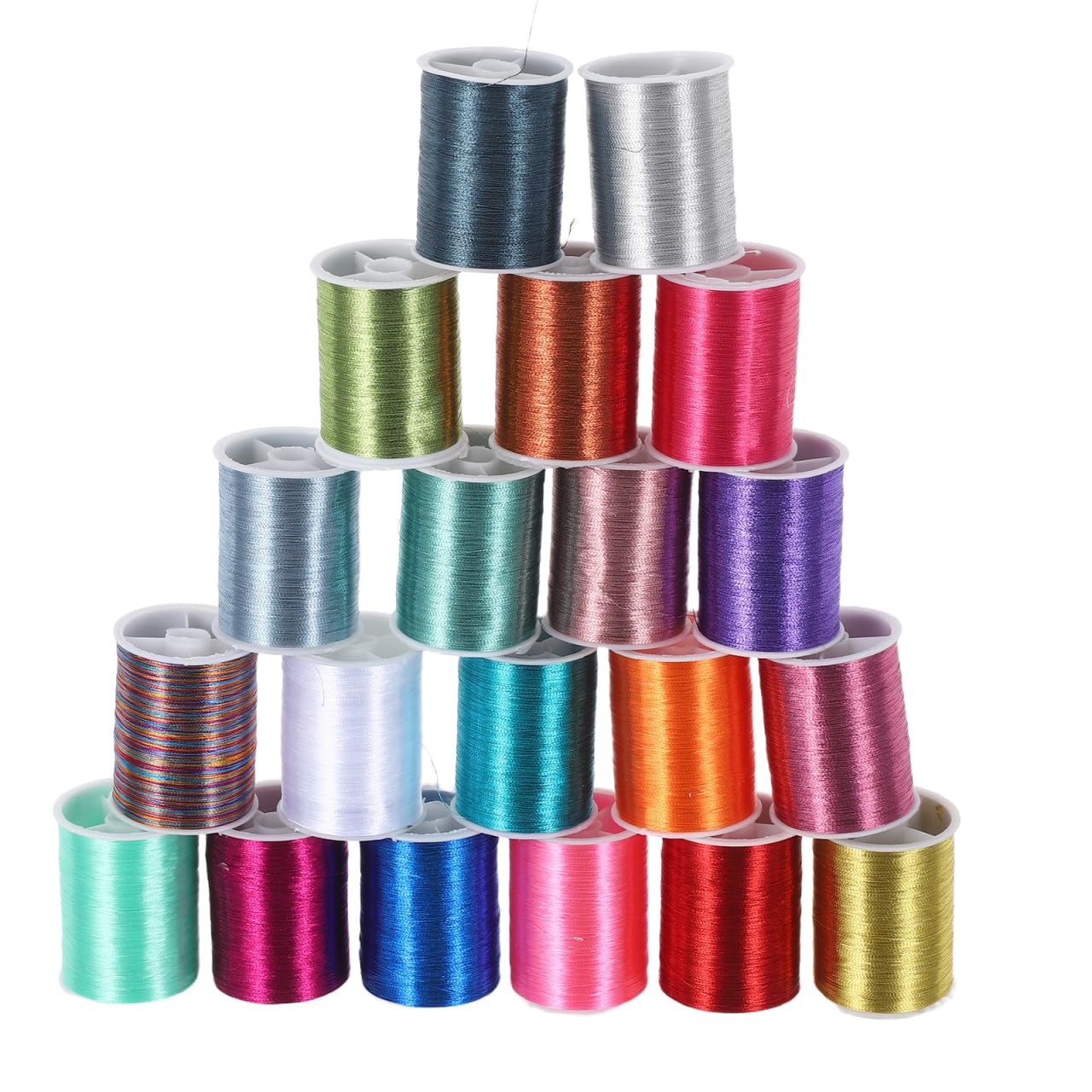 Healifty Metallic Embroidery Thread Set 20 Spools Sparkly Cross Stitch Floss for DIY Crafts Manual Sewing Quilting and Machine Use