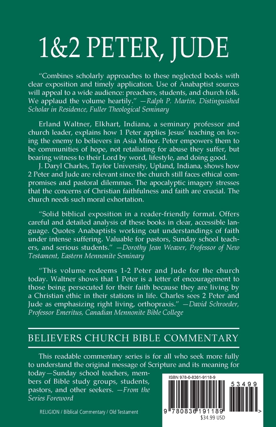 1 - 2 Peter, Jude (Believers Church Bible Commentary): Waltner, Erland:  9780836191189: Amazon.com: Books